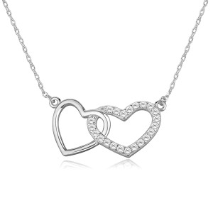 Colier argint cu inimi si pietre DiAmanti Z1144N-DIA (Argint 925‰ 3,2 g.)